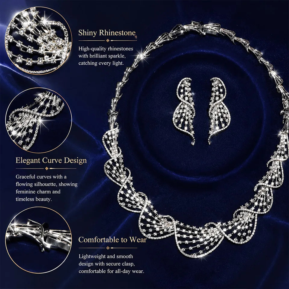 New Women's jewelry set Cubic Zirconia necklace and earrings Bridal jewelry set for women's ball wedding party accessori