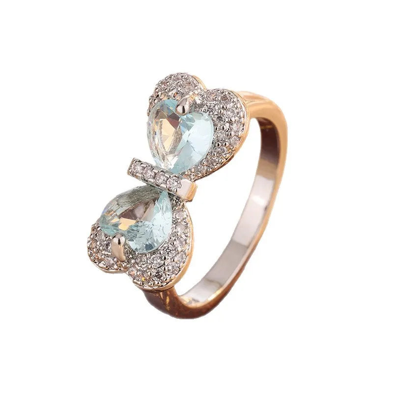 Classic Fashion Bow-shaped -Glittering Cubic Zirconia Ladies' Ring - Japanese-style Bridal Jewelry - High-quality Luxury Jewelry
