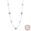 ORSA JEWELS New Women 925 Sterling Silver White Shell Chokers Chain Lucky Four Leaf Clover Necklace Fine Jewelry GMN60
