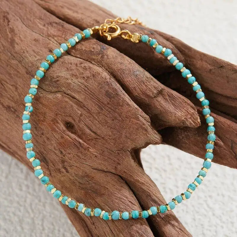 Colored Gemstone 925 Sterling Silver Beaded Strand Bracelet For Women Natural Pearl Turquoise Tourmaline Rosary Beads Bracelet