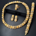Italy Wedding Jewelry Sets For Bridal Gifts 18K Gold Plated Necklace Bracelets Earrings Rings Shiny Zircon Jewellery Set