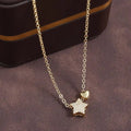 ZAKOL Sparkling Star Heart CZ Pendant Necklace Gold Color Clavicle Chain For Women Daily Wear Jewelry Gift