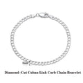 Rinntin 18K Gold Over 925 Sterling Silver 3mm/5mm Italian Diamond Cut Cuban Link Curb Chain Necklace for Women Men Jewelry SC60