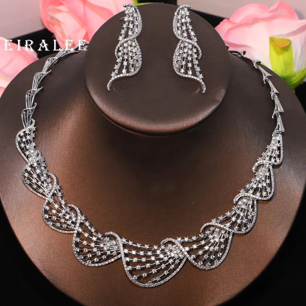 New Women's jewelry set Cubic Zirconia necklace and earrings Bridal jewelry set for women's ball wedding party accessori