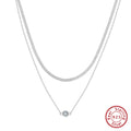 ORSA JEWELS 925 Sterling Silver Pendant CZ Y Shape Necklace Snake Chain Long Tassel Layered Clavicle Chain Party Jewelry BQN44