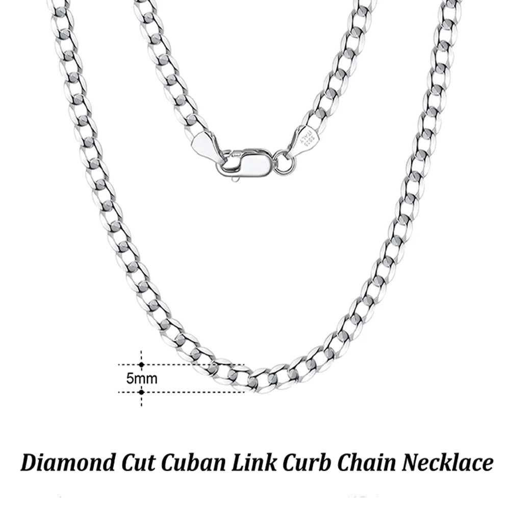 Rinntin 18K Gold Over 925 Sterling Silver 3mm/5mm Italian Diamond Cut Cuban Link Curb Chain Necklace for Women Men Jewelry SC60