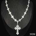 Iced Out Infinity Cross Necklace for Men Women Silver Color Prong Setting Cubic Zirconia Charm Star Link Chain Hip Hop Jewelry