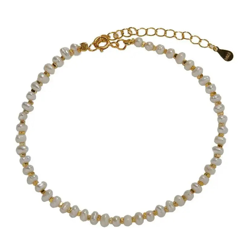 Colored Gemstone 925 Sterling Silver Beaded Strand Bracelet For Women Natural Pearl Turquoise Tourmaline Rosary Beads Bracelet