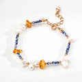 Amber Pearl Blue Stone 925 Silver Beaded Chain Jewelry Sets With Rosary Necklace And Bracelet For Women Dainty Trendy Party Gift