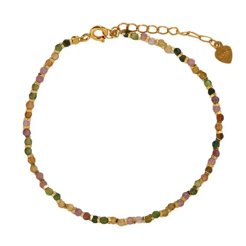 Colored Gemstone 925 Sterling Silver Beaded Strand Bracelet For Women Natural Pearl Turquoise Tourmaline Rosary Beads Bracelet