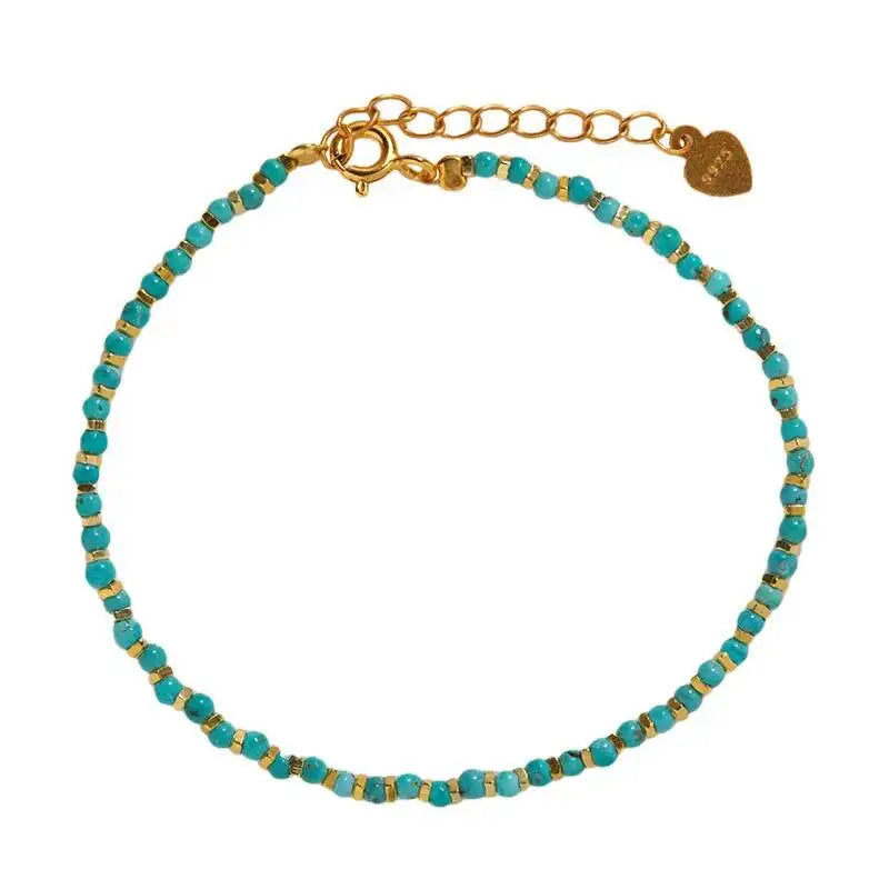 Colored Gemstone 925 Sterling Silver Beaded Strand Bracelet For Women Natural Pearl Turquoise Tourmaline Rosary Beads Bracelet